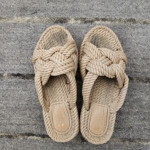 Women's Braided Rope Sandals - Tan